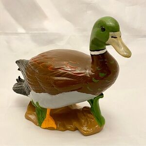 Hand-Painted Ceramic Duck, Signed on Bottom, Hobbyist Painted, VTG